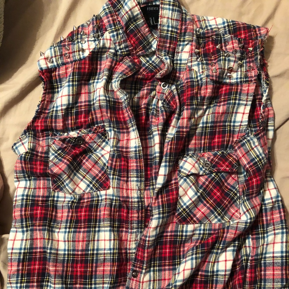 Plaid Studded Vest
